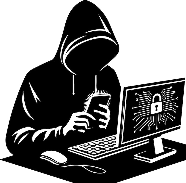 Hacker vector silhouette illustration