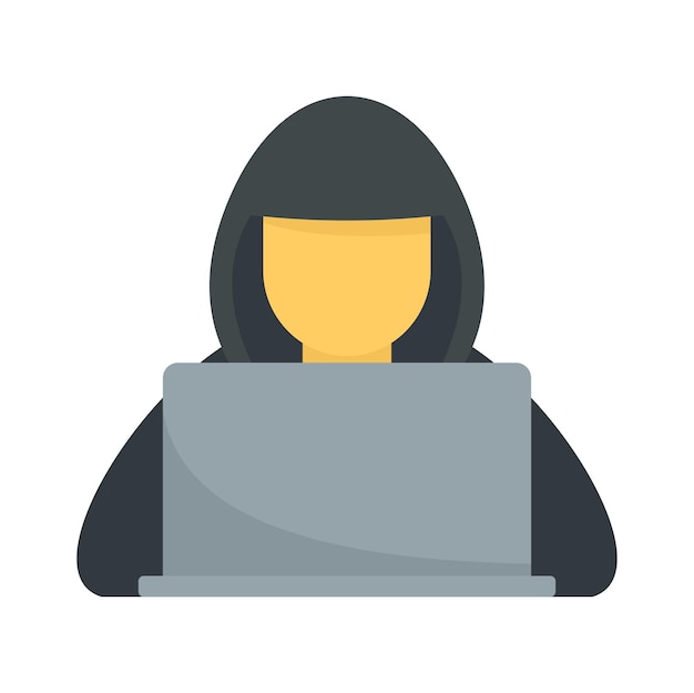 Hacker with hood icon Flat illustration of hacker with hood vector icon isolated on white background