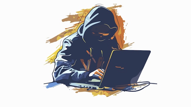 Hacker with Laptop Icon Vector Illustration