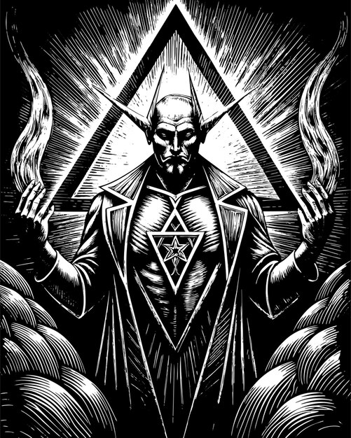 hades freemason symmetrical vector illustration engraving