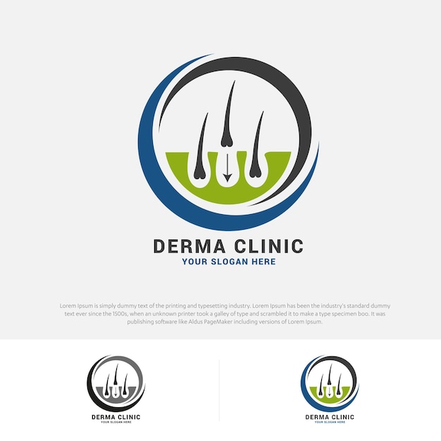 Hair care dermatology logo icon follicle Alopecia transplantation Vector illustration