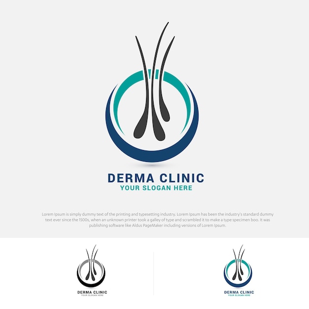 Hair care dermatology logo icon follicle Alopecia transplantation Vector illustration