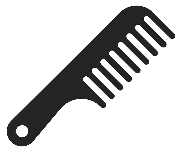 Hair comb icon Black plastic brush symbol