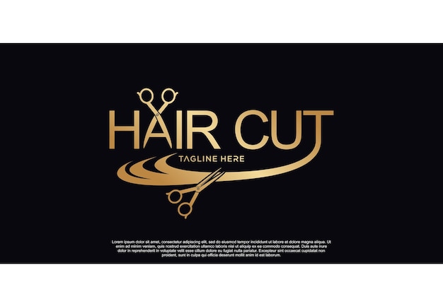 Hair cut logo design Premium Vector