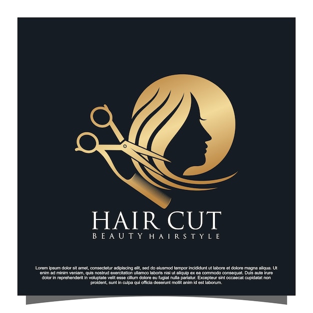 Hair cut logo design Premium Vector