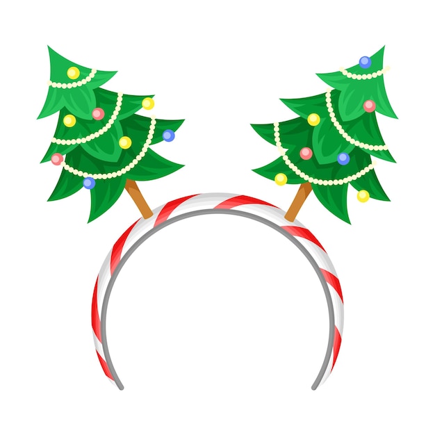 Vector hair hoop or headband with fir trees as carnival or party attribute vector illustration