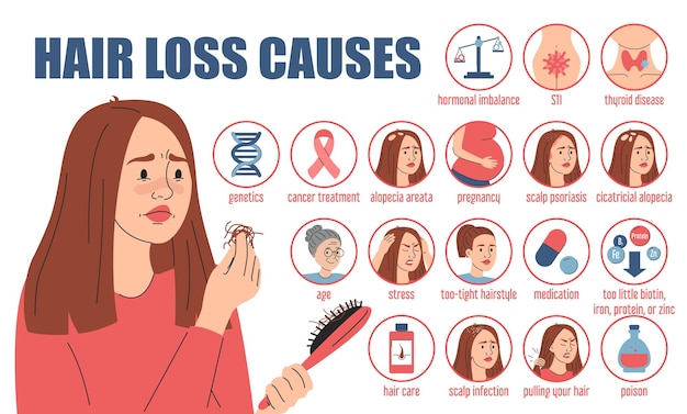 Vector hair loss causes infographic vector isolated web banner