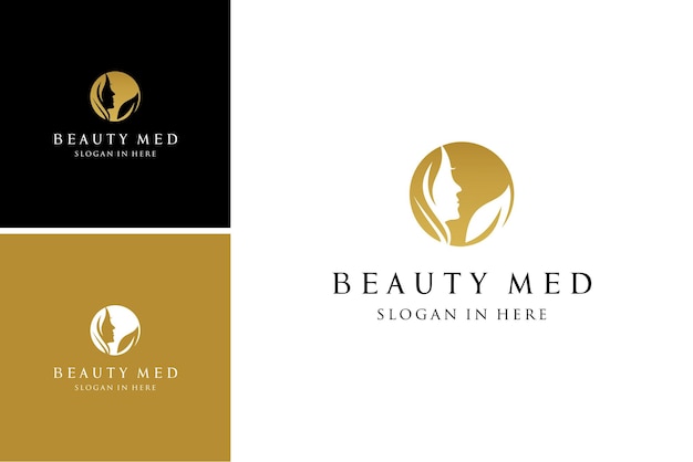 hair salon beauty med logo design vector