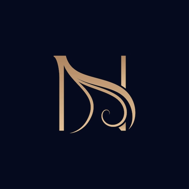 HAIR SALON GOLD BEAUTY WOMEN LOGO LETTER N