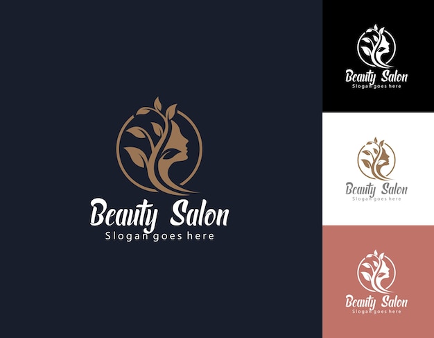 Vector hair salon logo creative beauty design nature emblem business