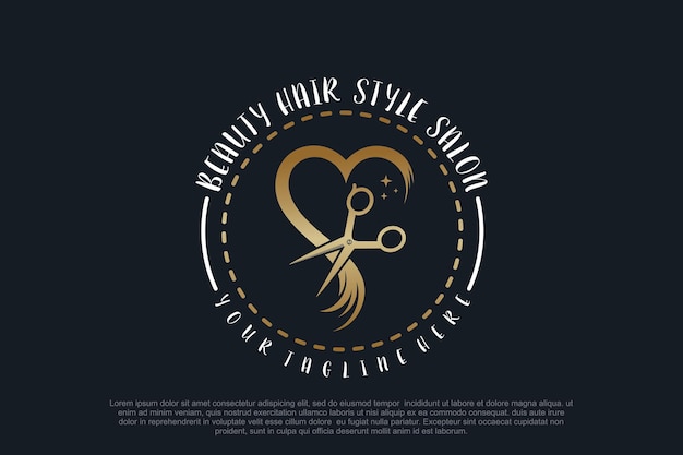 Vector hair salon logo design with scissor element creative concept premium vector