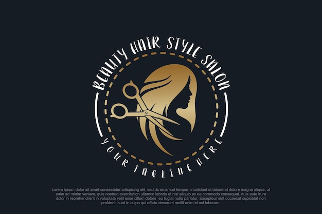 Vector hair salon logo design with scissor element creative concept premium vector