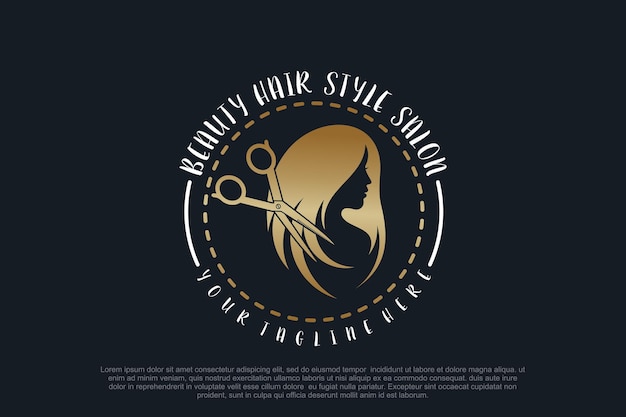 Vector hair salon logo design with scissor element creative concept premium vector