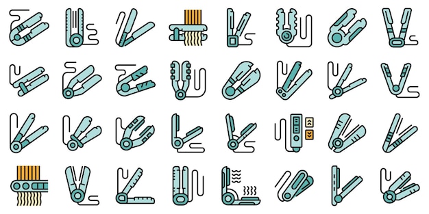 Hair straightener icons set vector flat