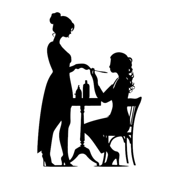 Hair Stylist at Work Silhouette clipart on a white background