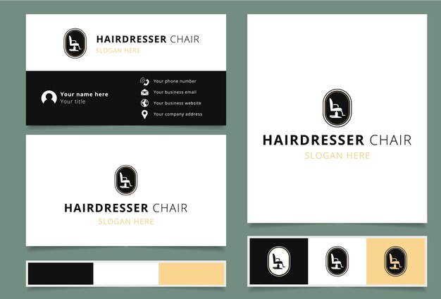 Hairdresser chair logo design with editable slogan branding