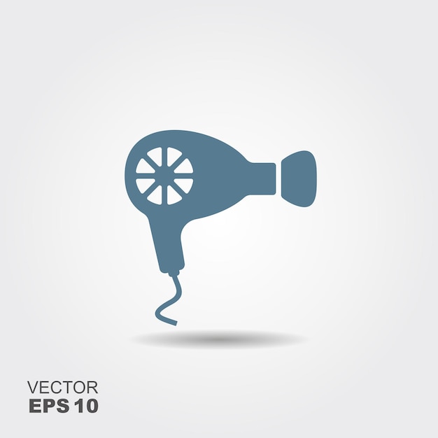 Hairdryer Icon in flat style isolated on grey background