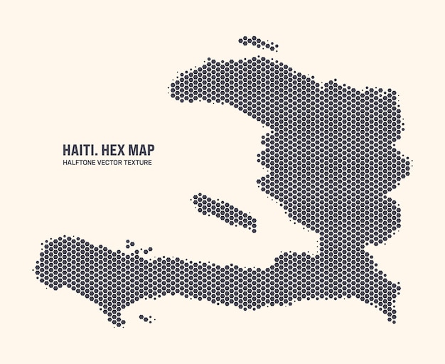 Haiti Map Vector Hexagonal Half Tone Pattern Isolated On Light Background