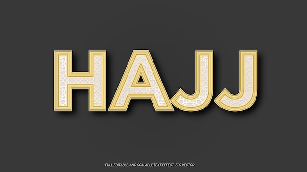 Hajj 3d text effect banner with text editable 3d style text effect