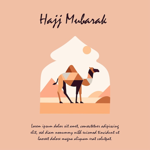 Hajj Mabroor social media post with abstract camel in bohu art style