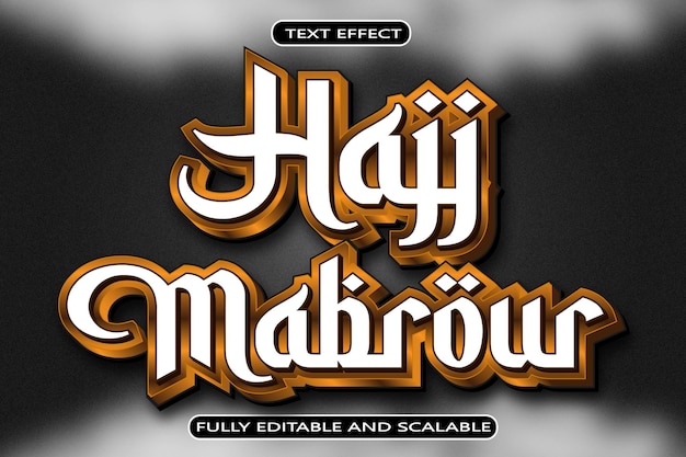 Hajj Mabrour Editable Text Effect 3 Dimension Emboss Modern Style