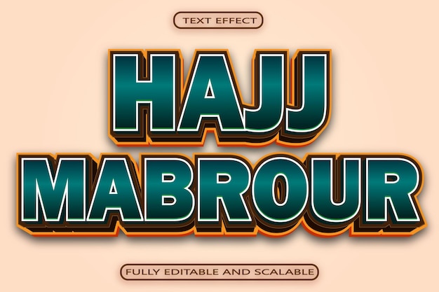 Hajj Mabrour Editable Text Effect 3 Dimension Emboss Modern Style