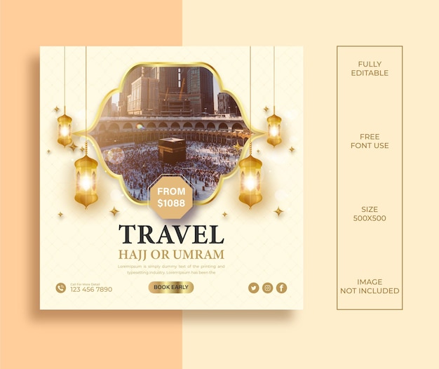 Hajj um rah travel luxury social media post design