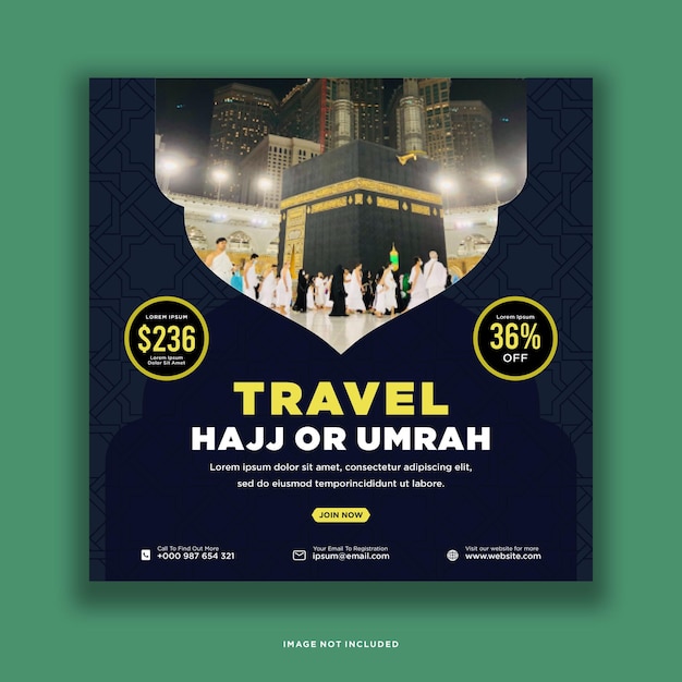 Hajj and umrah promotion social media post template instagram