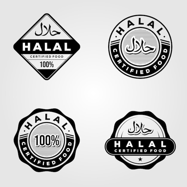 Halal certified food logo set islamic vector template design