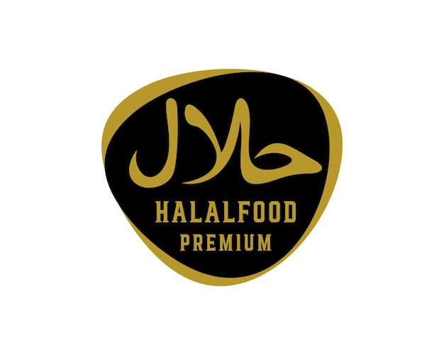 Halal food label design logo