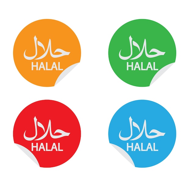 Halal sign logo colorful sticker design vector illustration