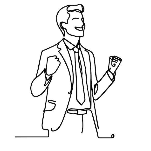 Vector half body businessman vector in continuous line style