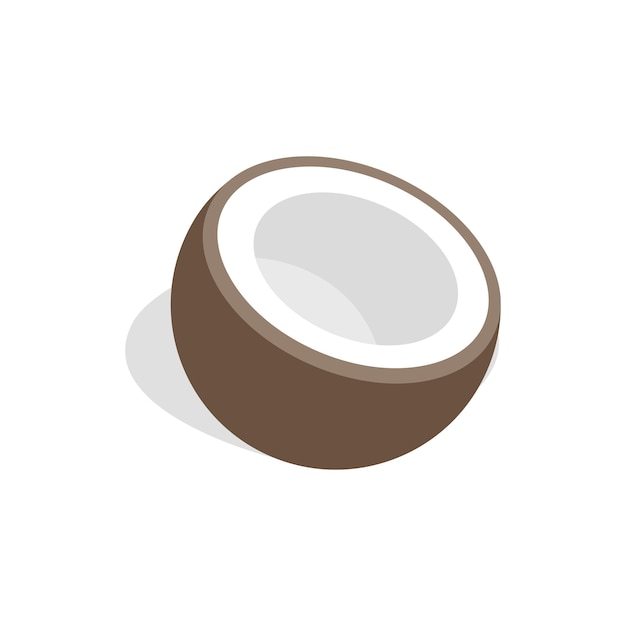 Half of coconut icon in isometric 3d style on a white background