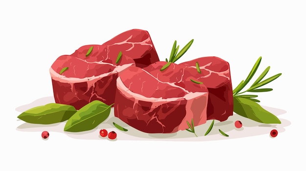 Vector half cooked pieces of meat illustration