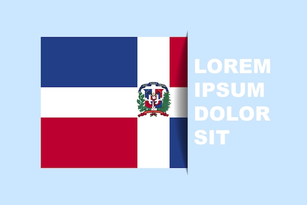 Half Dominican Republic flag vector with copy space, country flag with shadow style, horizontal slid