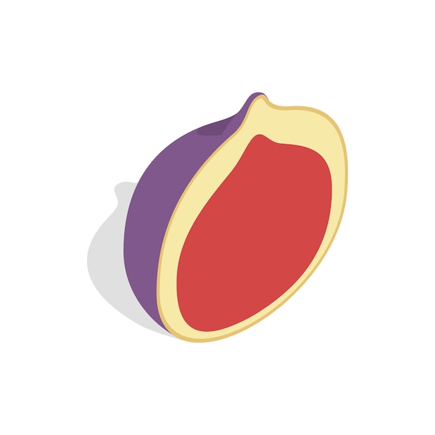 Half of fig fruit icon in isometric 3d style on a white background