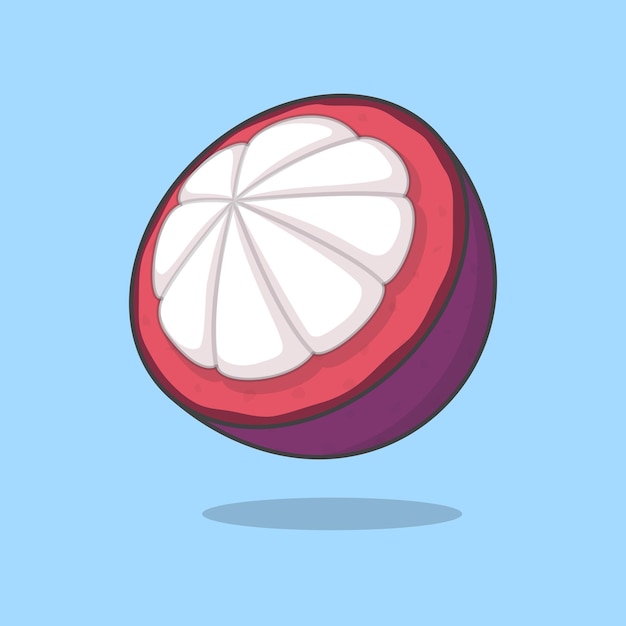 Half Of Fresh Mangosteen Cartoon Vector Illustration Mangosteen Flat Icon Outline