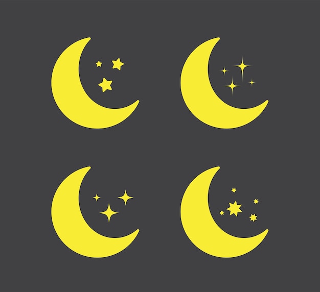 Half moon isolated on black background Star with moon Vector illustration