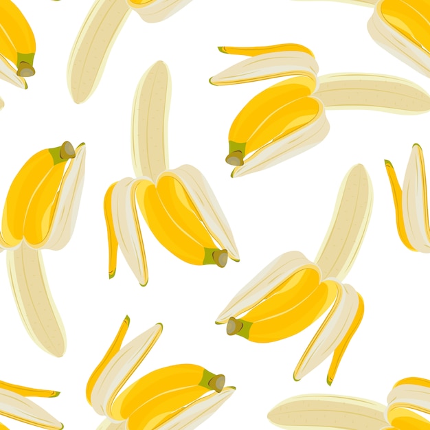 Half peeled banana seamless pattern