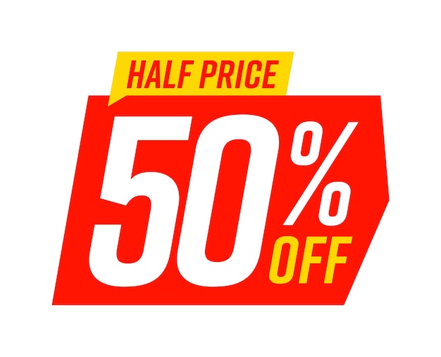 Half price cut out 50 percent off sale template badge