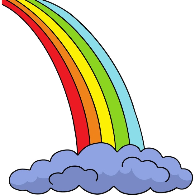 Vector half rainbow cartoon colored clipart illustration