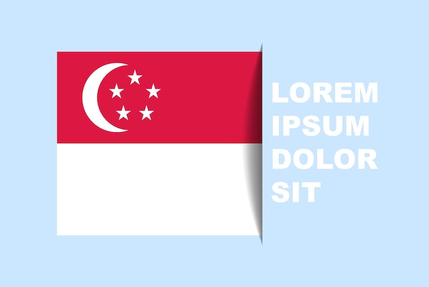 Half Singapore flag vector with copy space, country flag with shadow style, horizontal slide effect