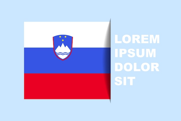 Half Slovenia flag vector with copy space, country flag with shadow style, horizontal slide effect