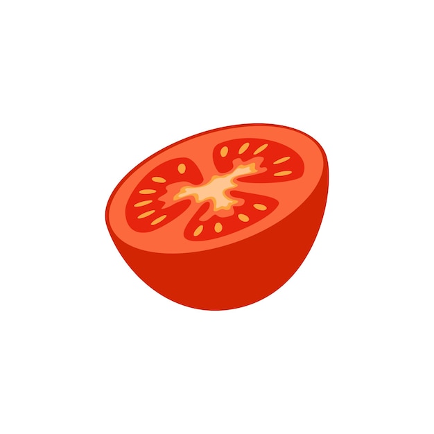 Half tomato icon. Red vegetable, harvest for making tomato paste or salad. Food product for healthy eating