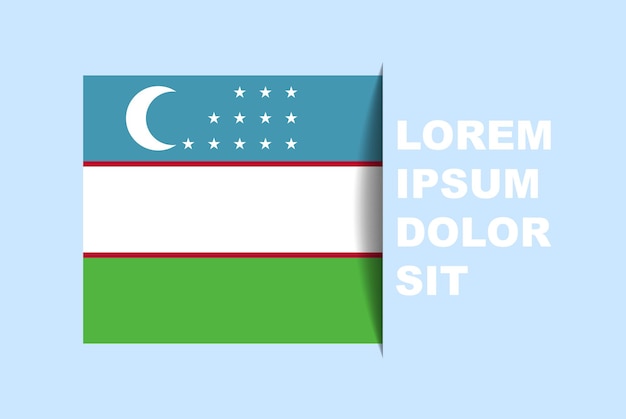 Half Uzbekistan flag vector with copy space, country flag with shadow style, horizontal slide effect