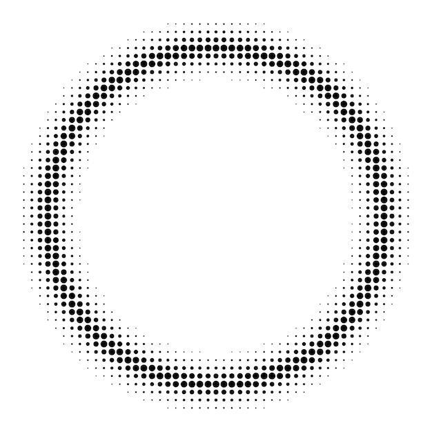 Halftone black color flat style round frame