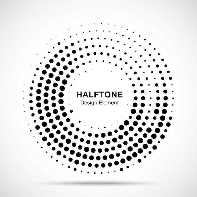 Halftone circle dotted frame circularly distributed Abstract dots logo emblem design element