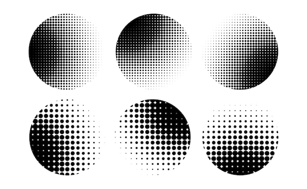 Halftone circle frame patterns logo design elements halftone circular background pattern