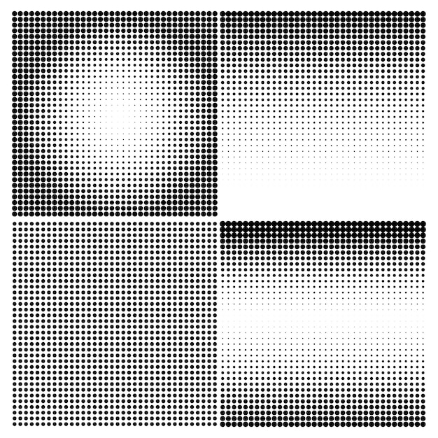 Halftone circles halftone dot pattern texture set on white background