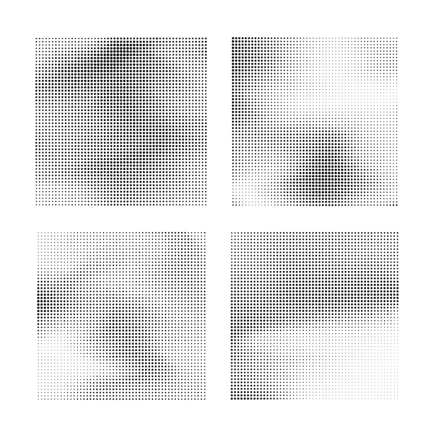 Halftone circles halftone dot pattern texture set on white background